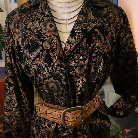 Flashy Retro 80s Style Printed Black Blazer Faux Brocade Blazer Jacket - Picture 8 of 10